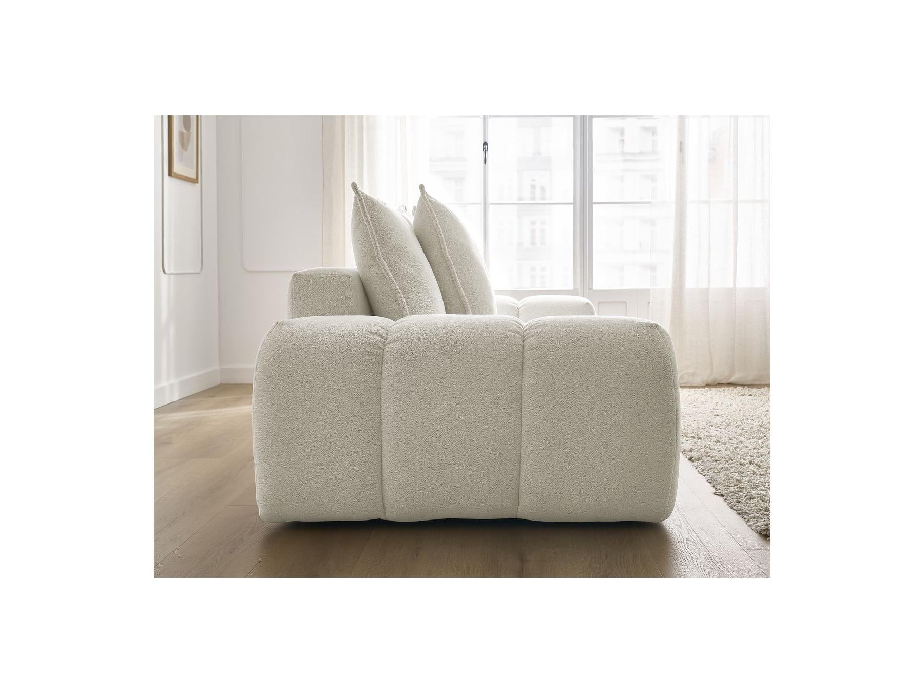 Everest - Canapé Droit Fixe 3 Places - Tissu Chiné - 5 Coussins