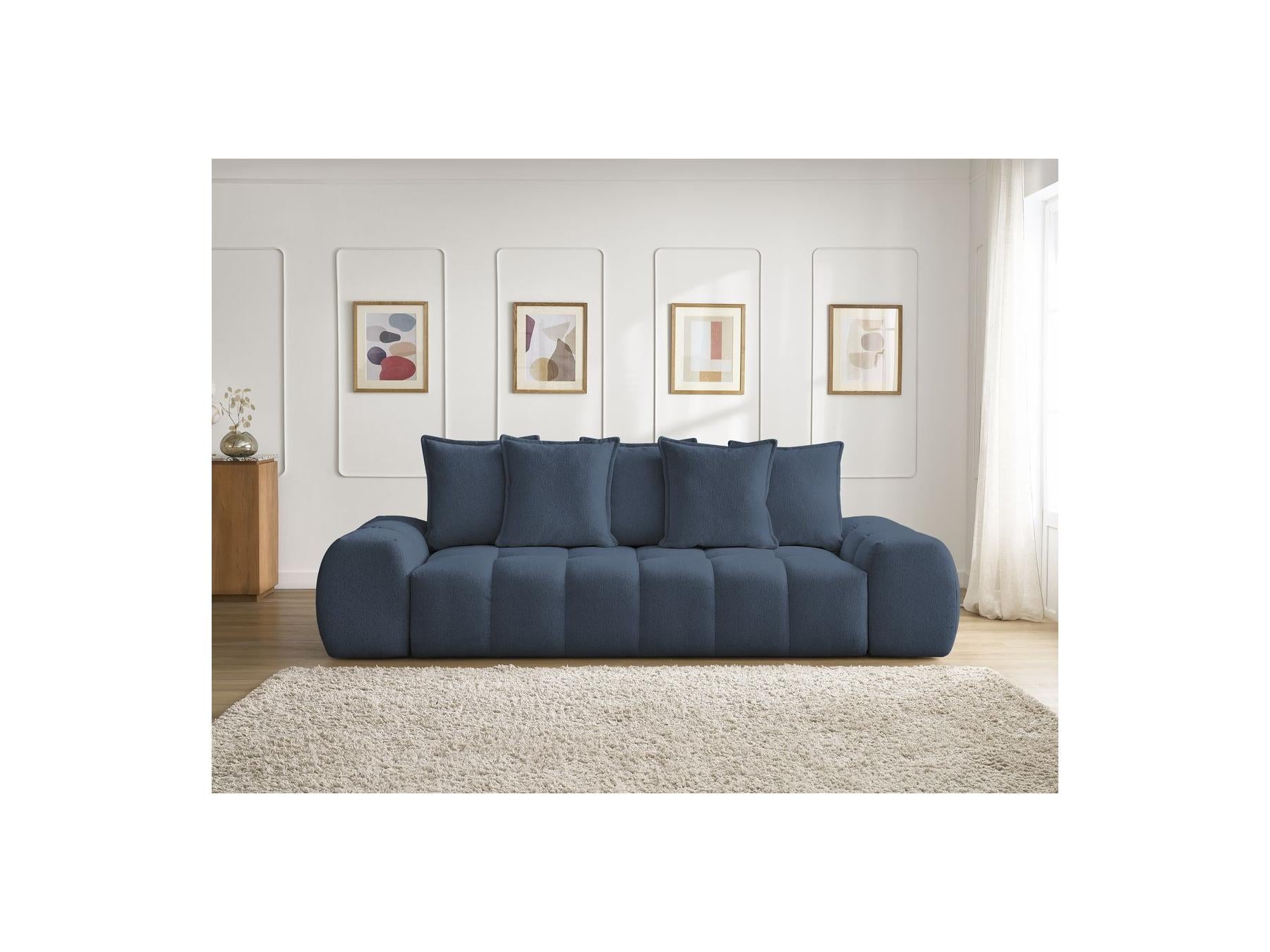 Everest - Canapé Droit Fixe 3 Places - Tissu Chiné - 5 Coussins