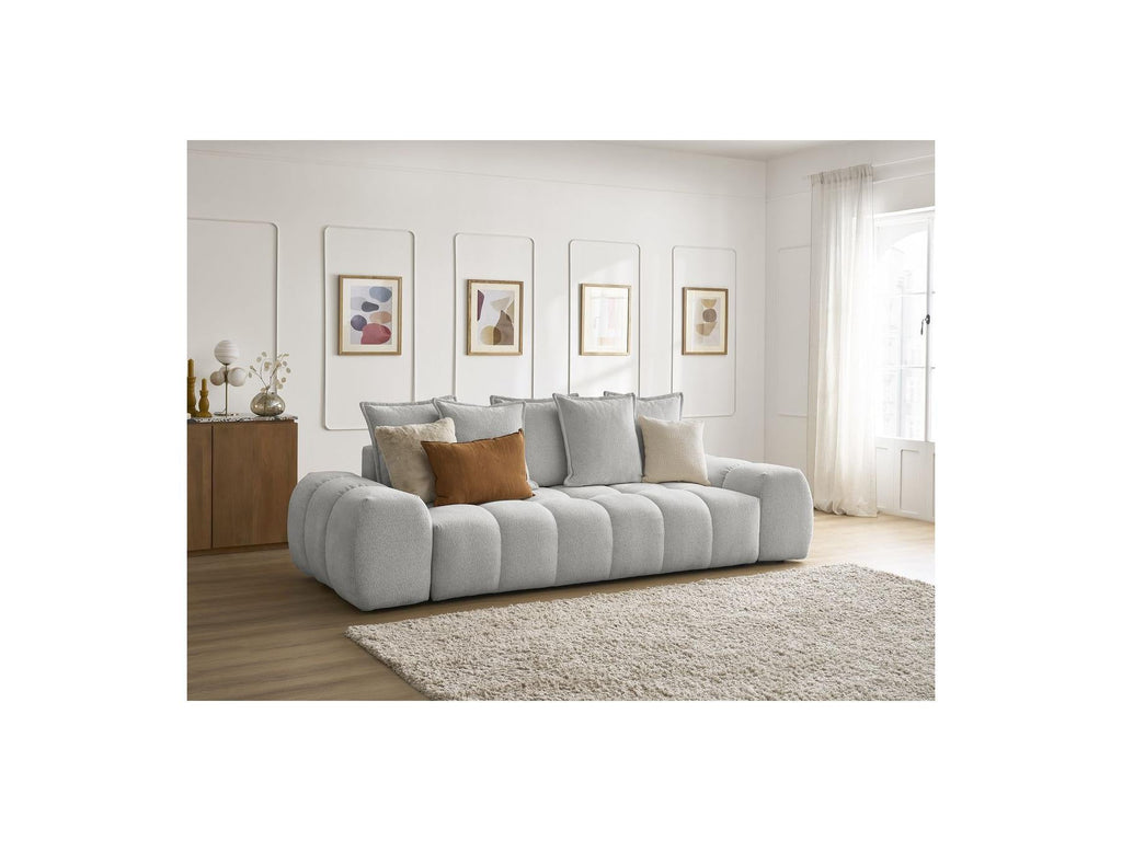 Everest - Canapé Droit Fixe 3 Places - Tissu Chiné - 5 Coussins