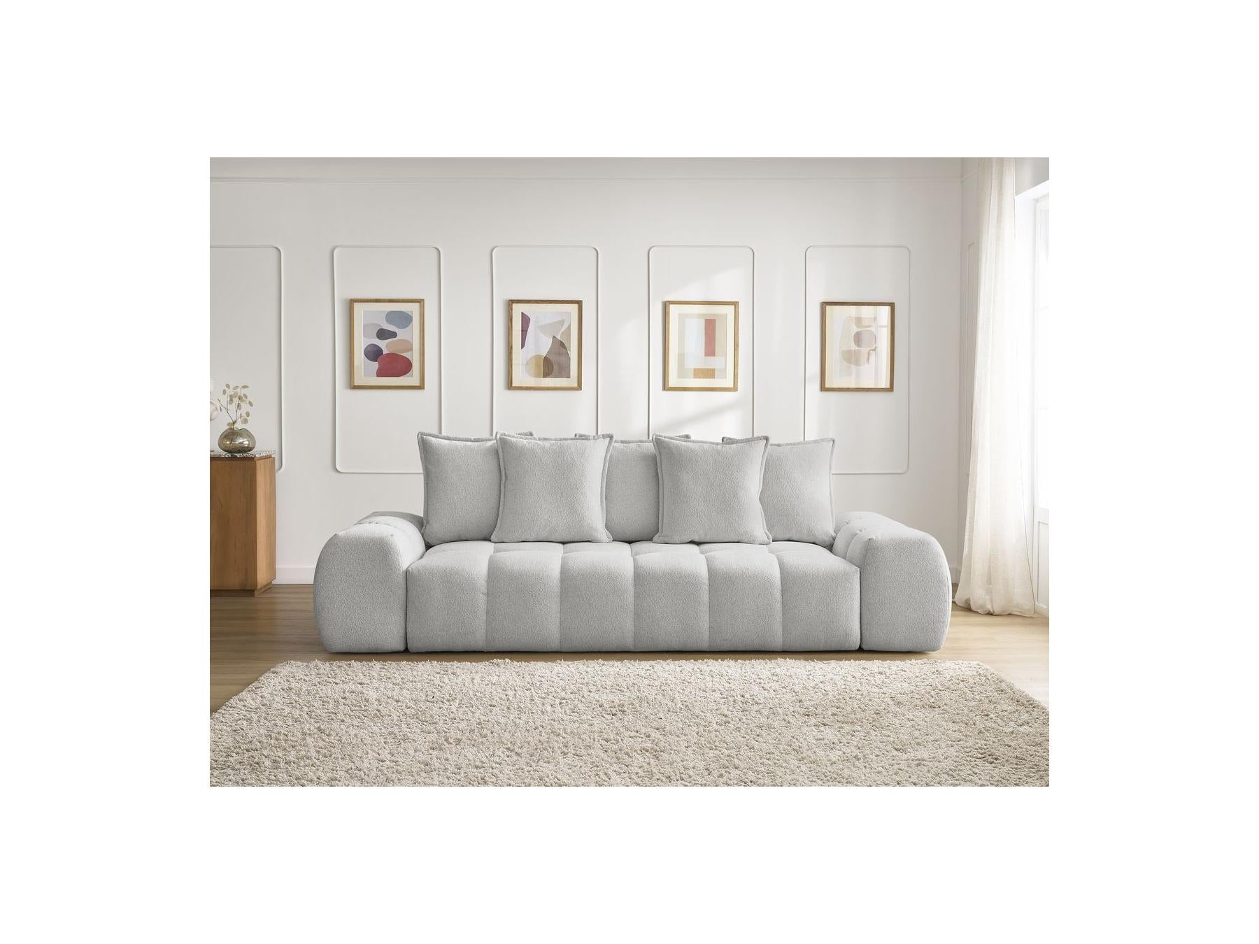 Everest - Canapé Droit Fixe 3 Places - Tissu Chiné - 5 Coussins