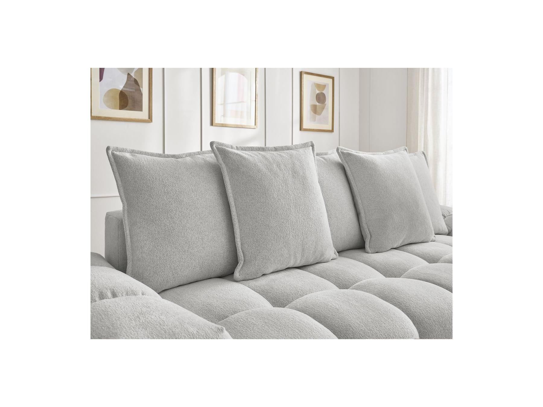 Everest - Canapé Droit Fixe 3 Places - Tissu Chiné - 5 Coussins