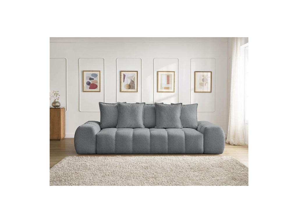 Everest - Canapé Droit Fixe 3 Places - Tissu Chiné - 5 Coussins