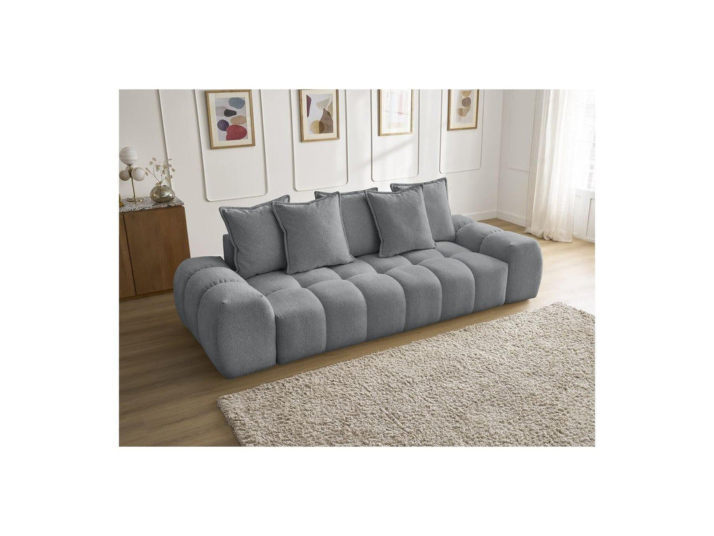 Everest - Canapé Droit Fixe 3 Places - Tissu Chiné - 5 Coussins