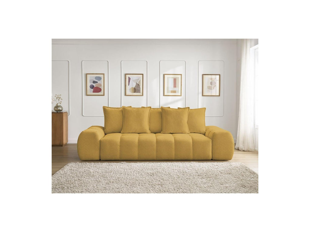 Everest - Canapé Droit Fixe 3 Places - Tissu Chiné - 5 Coussins