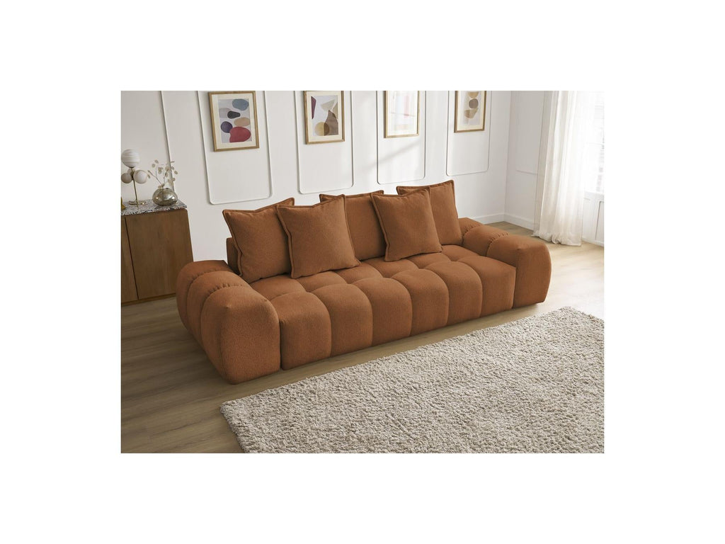Everest - Canapé Droit Fixe 3 Places - Tissu Chiné - 5 Coussins