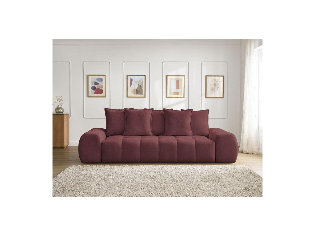 Everest - Canapé Droit Fixe 3 Places - Tissu Chiné - 5 Coussins