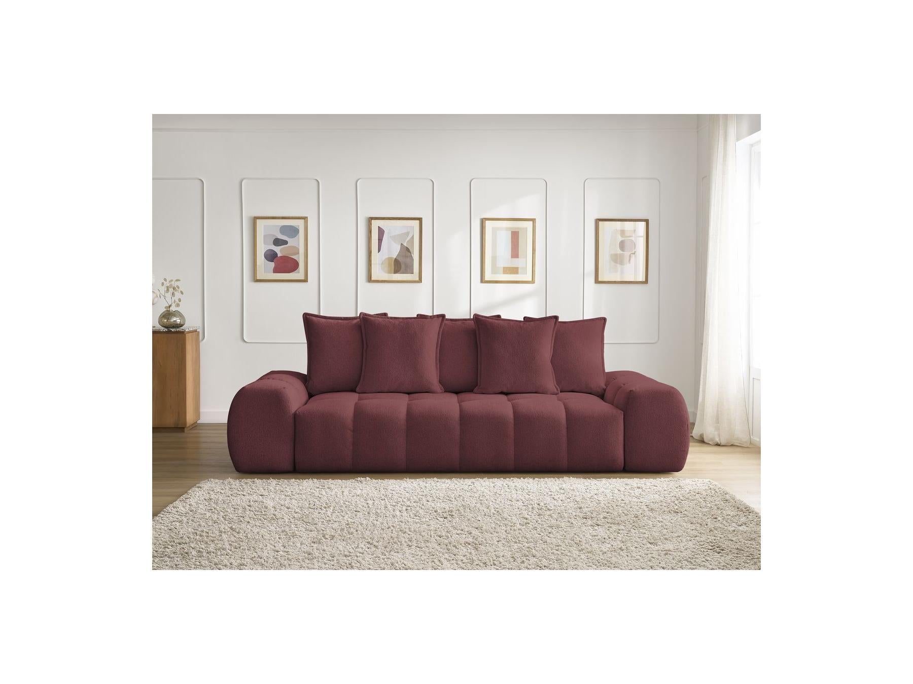 Everest - Canapé Droit Fixe 3 Places - Tissu Chiné - 5 Coussins