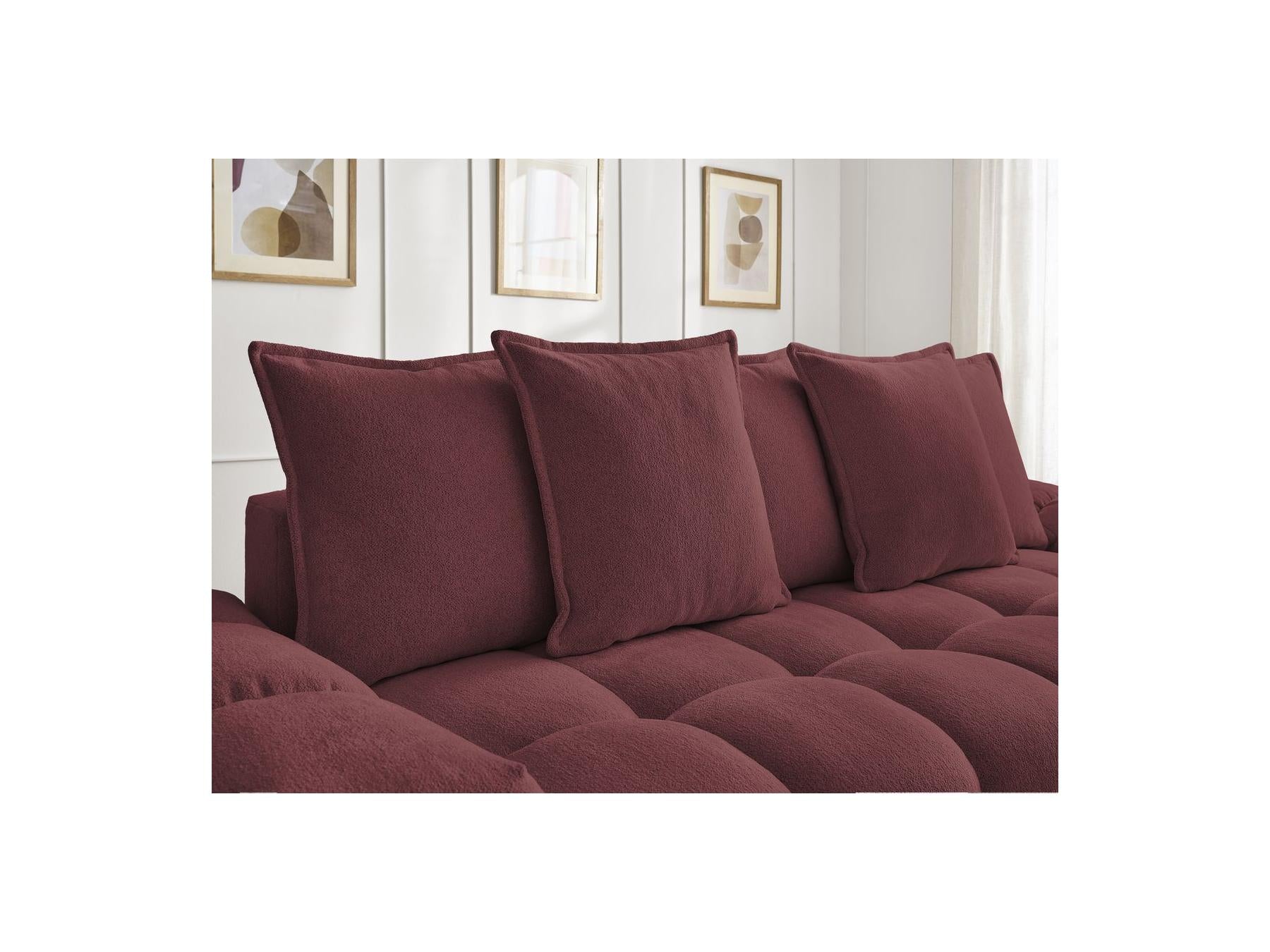 Everest - Canapé Droit Fixe 3 Places - Tissu Chiné - 5 Coussins