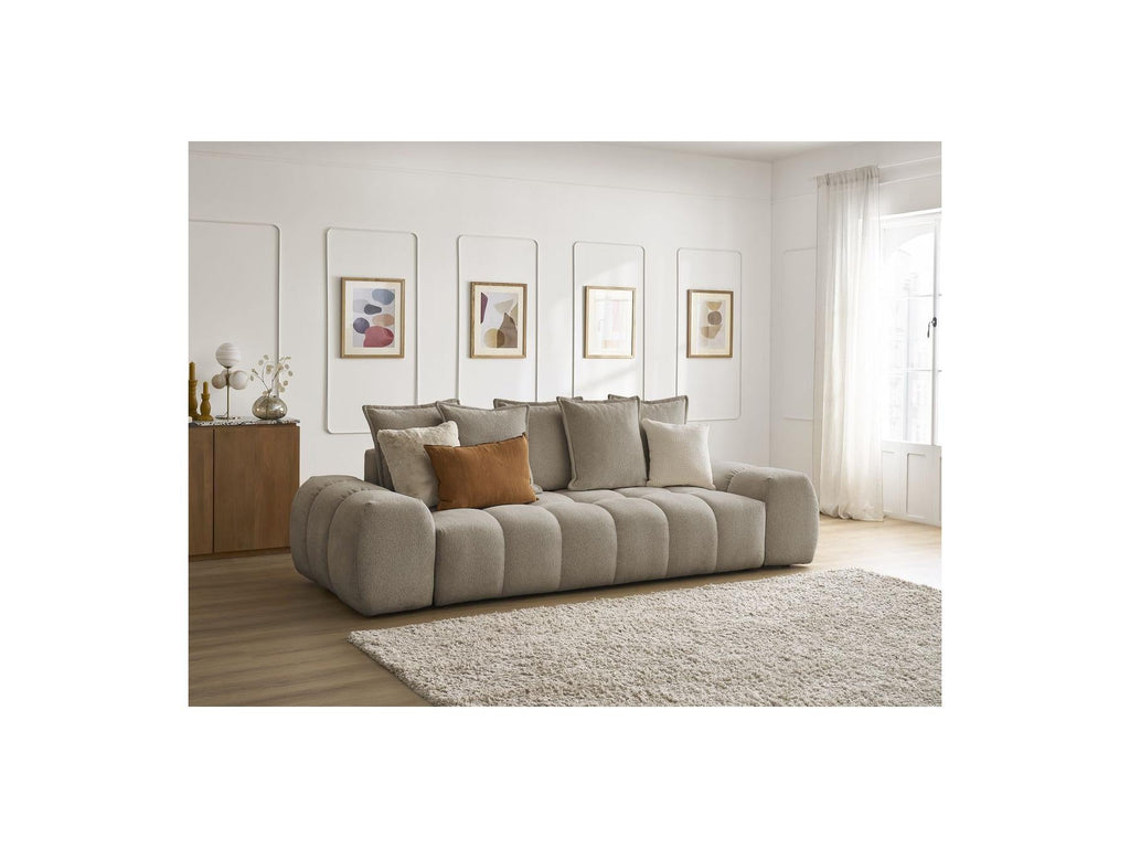 Everest - Canapé Droit Fixe 3 Places - Tissu Chiné - 5 Coussins