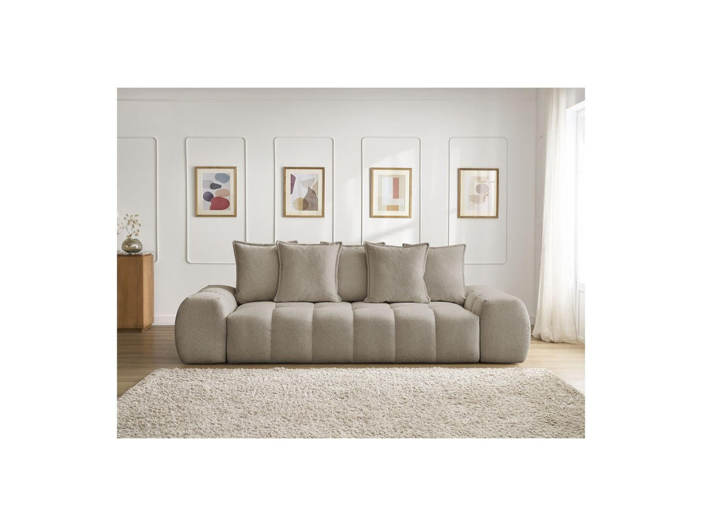 Everest - Canapé Droit Fixe 3 Places - Tissu Chiné - 5 Coussins
