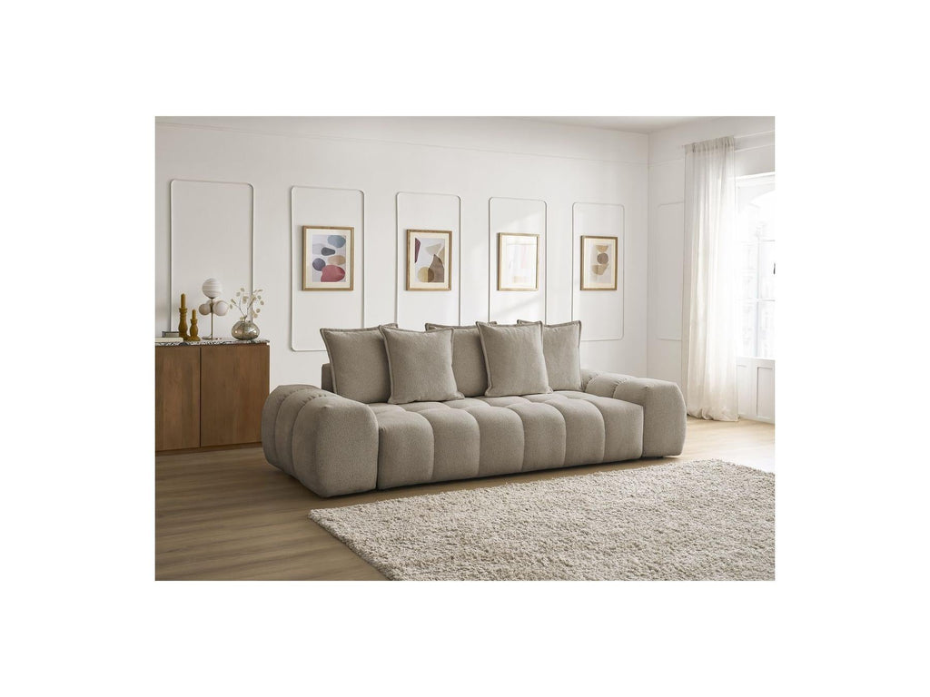 Everest - Canapé Droit Fixe 3 Places - Tissu Chiné - 5 Coussins