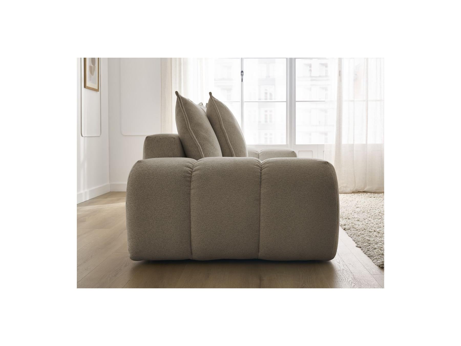 Everest - Canapé Droit Fixe 3 Places - Tissu Chiné - 5 Coussins