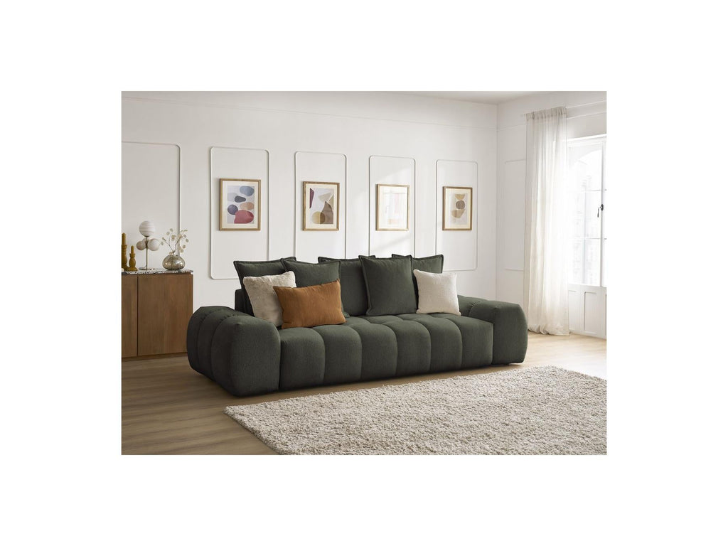 Everest - Canapé Droit Fixe 3 Places - Tissu Chiné - 5 Coussins