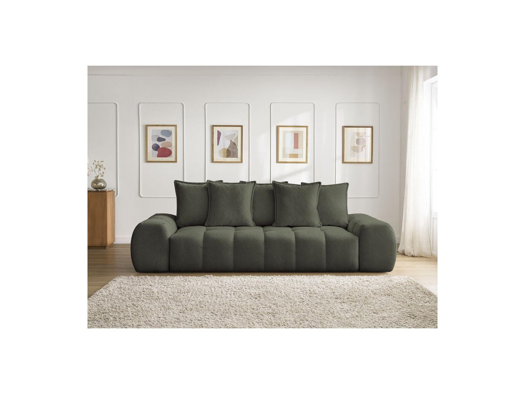 Everest - Canapé Droit Fixe 3 Places - Tissu Chiné - 5 Coussins