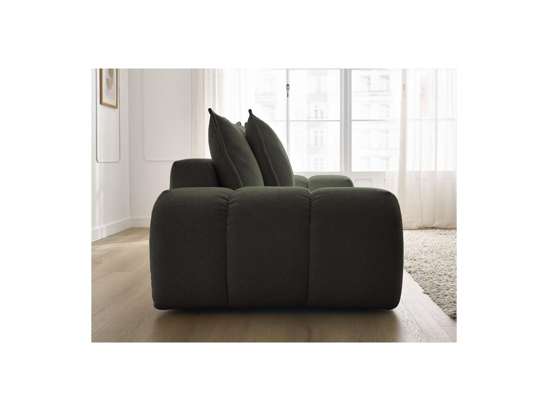 Everest - Canapé Droit Fixe 3 Places - Tissu Chiné - 5 Coussins