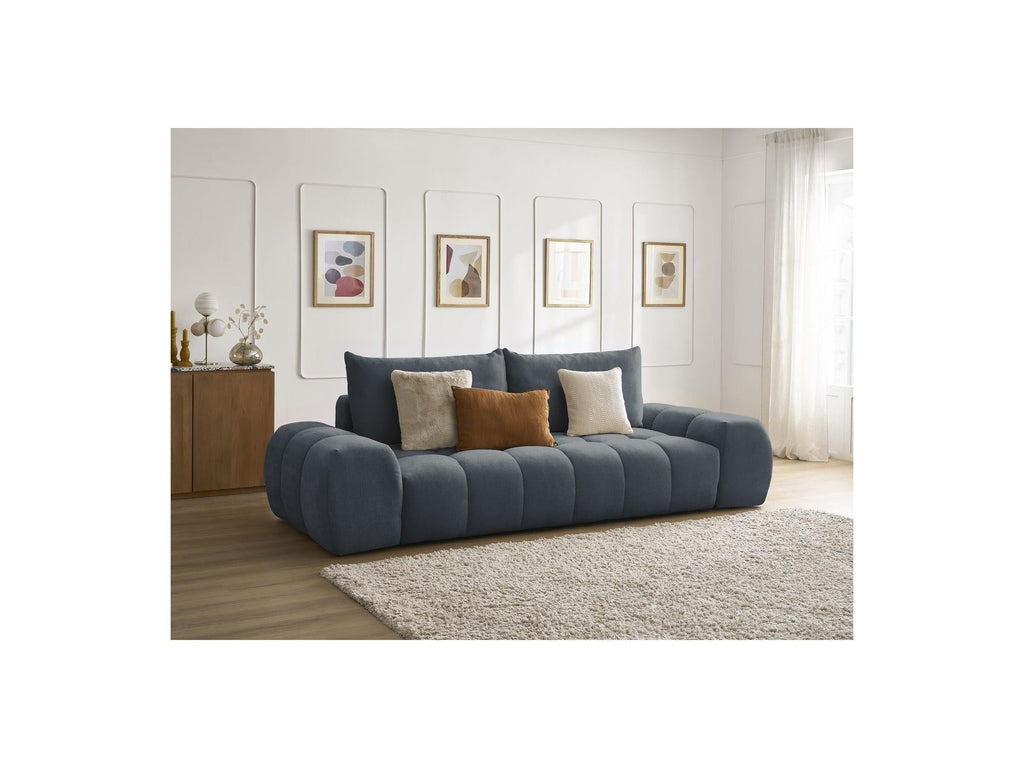 Everest - Canapé Droit Fixe 3 Places - Tissu Texturé - 2 Coussins