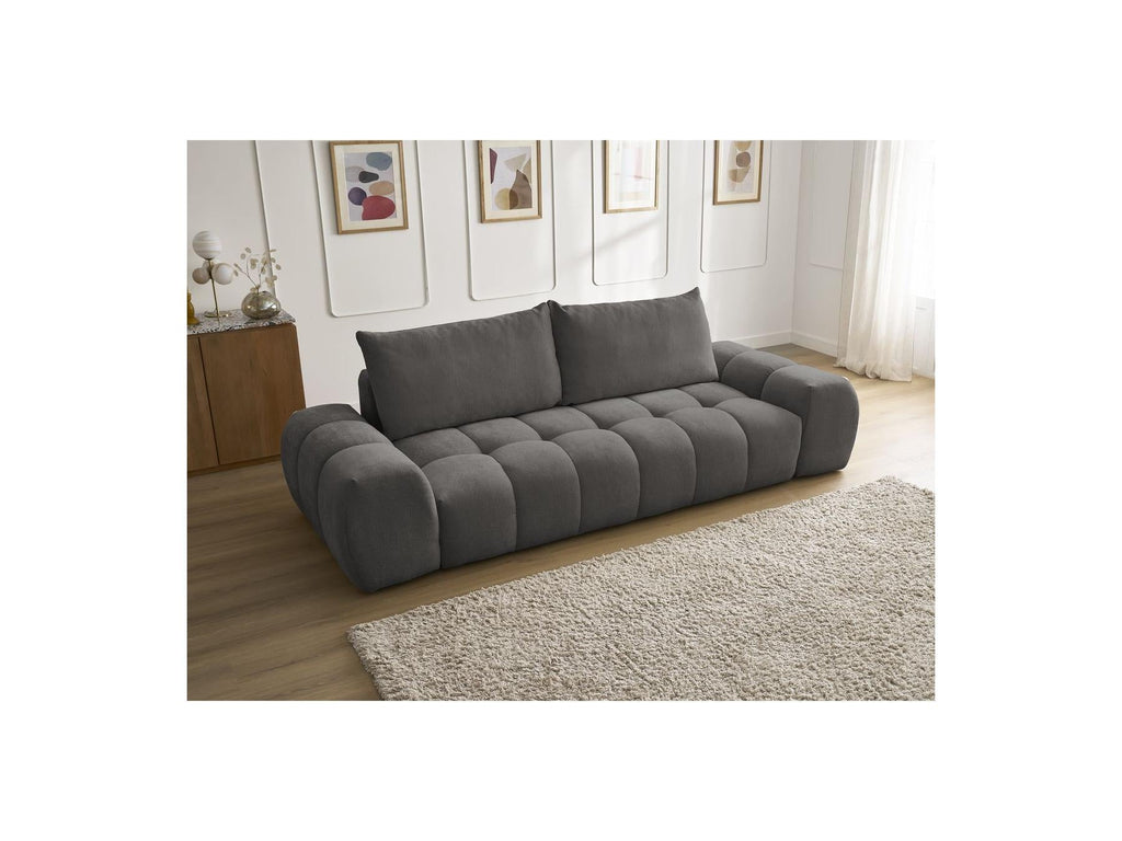 Everest - Canapé Droit Fixe 3 Places - Tissu Texturé - 2 Coussins