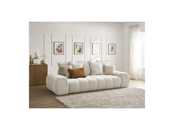 Everest - Canapé Droit Fixe 3 Places - Tissu Texturé - 5 Coussins