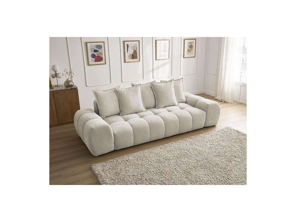 Everest - Canapé Droit Fixe 3 Places - Tissu Texturé - 5 Coussins