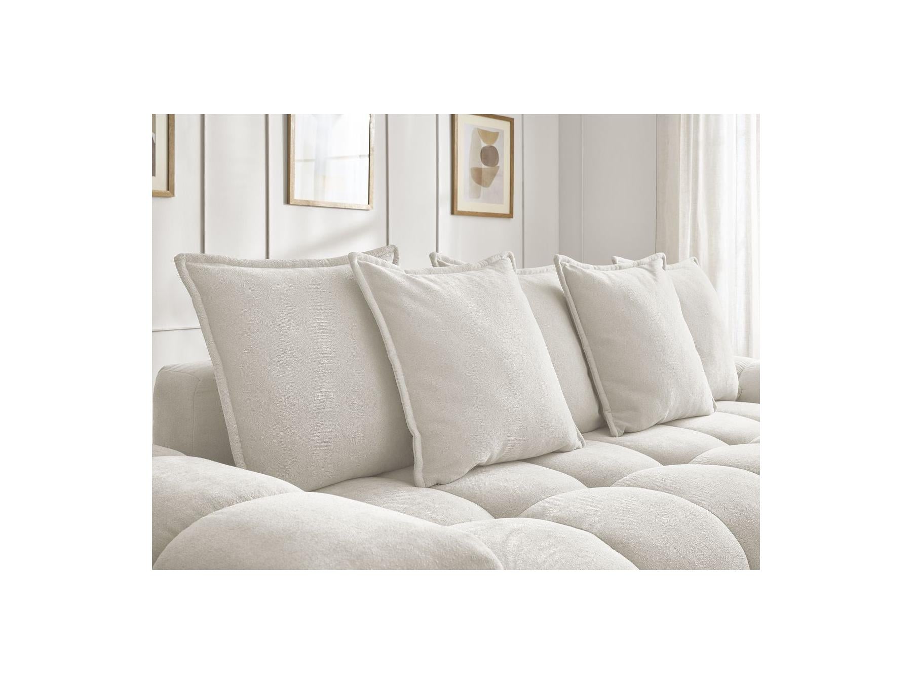 Everest - Canapé Droit Fixe 3 Places - Tissu Texturé - 5 Coussins