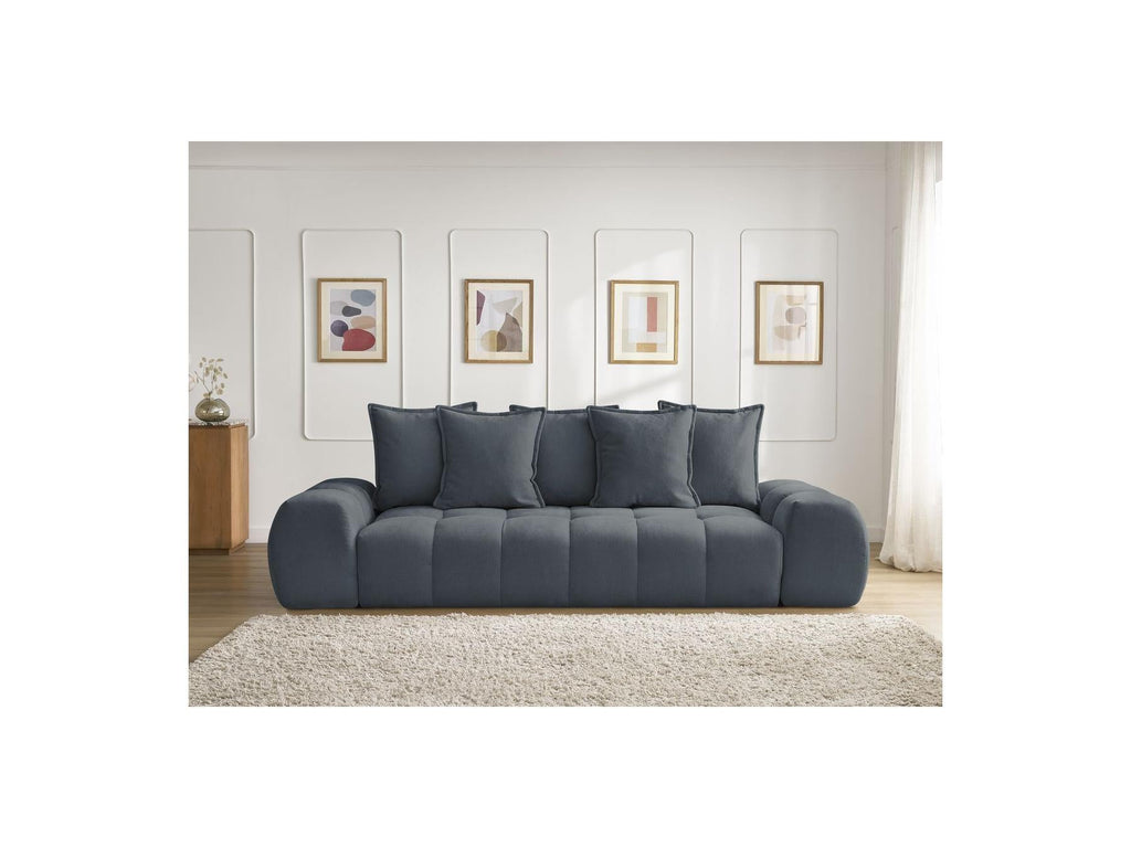 Everest - Canapé Droit Fixe 3 Places - Tissu Texturé - 5 Coussins
