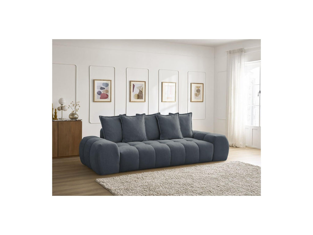 Everest - Canapé Droit Fixe 3 Places - Tissu Texturé - 5 Coussins