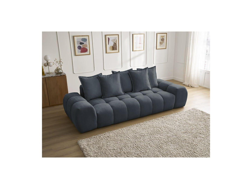 Everest - Canapé Droit Fixe 3 Places - Tissu Texturé - 5 Coussins
