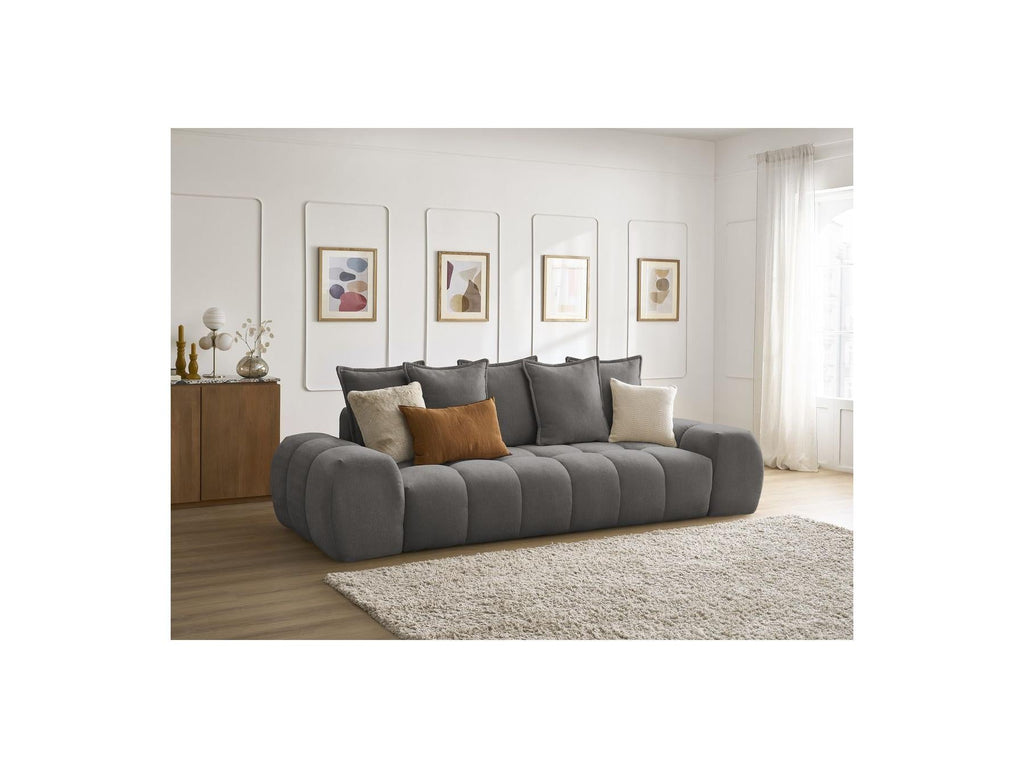 Everest - Canapé Droit Fixe 3 Places - Tissu Texturé - 5 Coussins