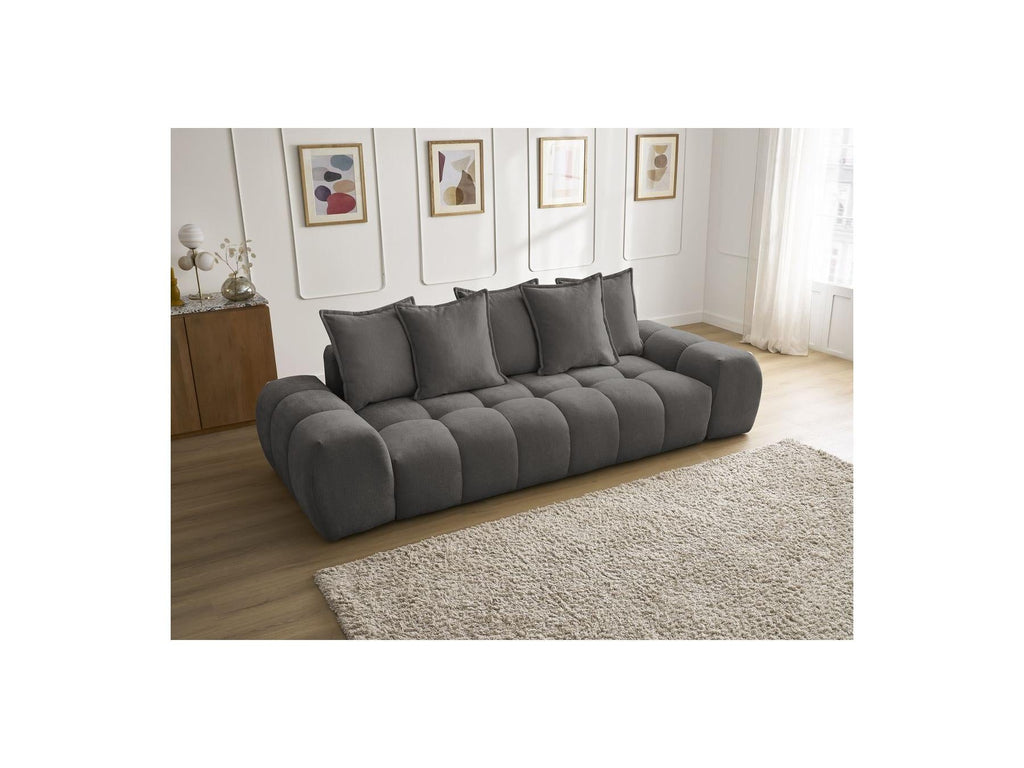 Everest - Canapé Droit Fixe 3 Places - Tissu Texturé - 5 Coussins