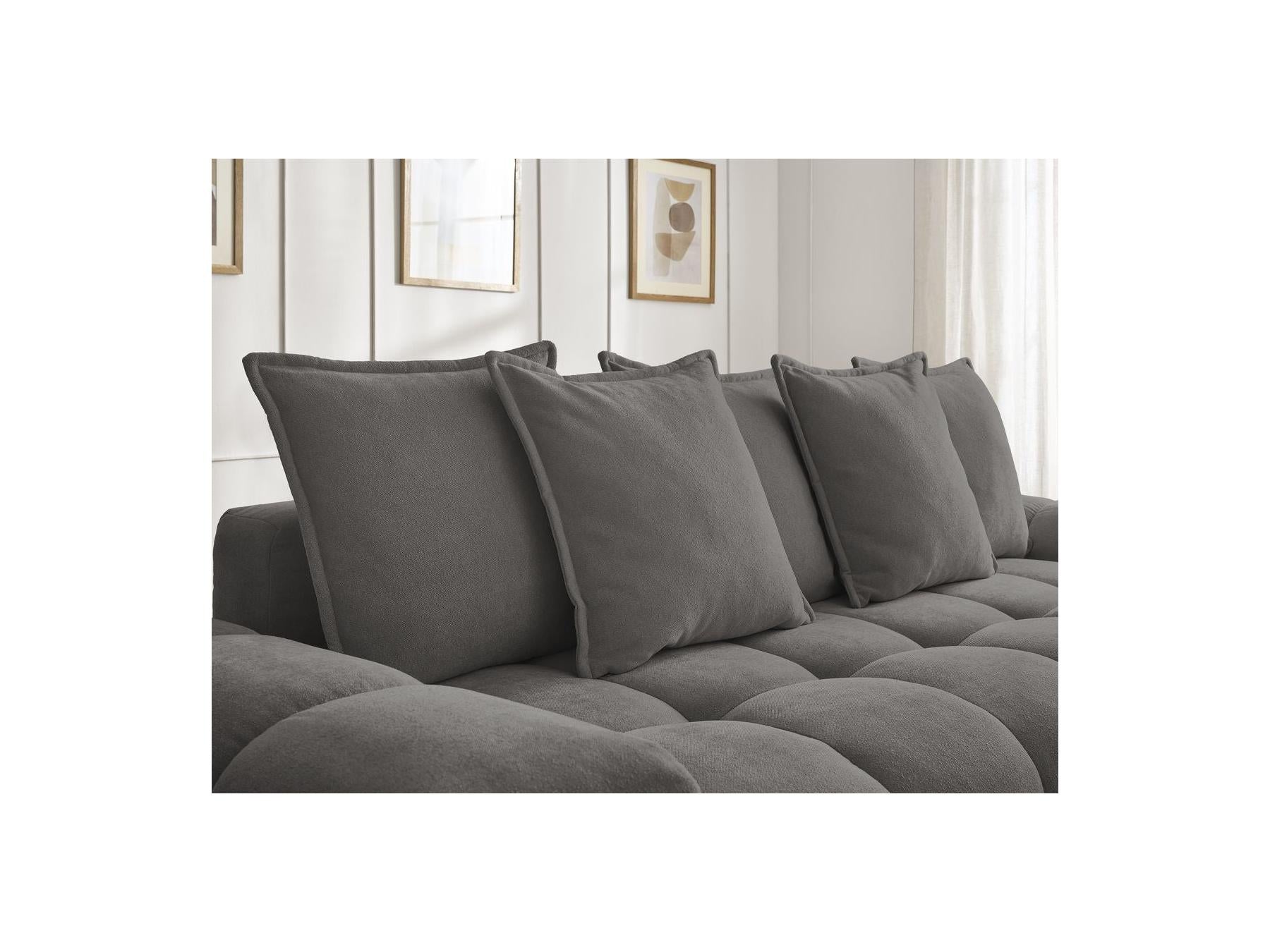 Everest - Canapé Droit Fixe 3 Places - Tissu Texturé - 5 Coussins