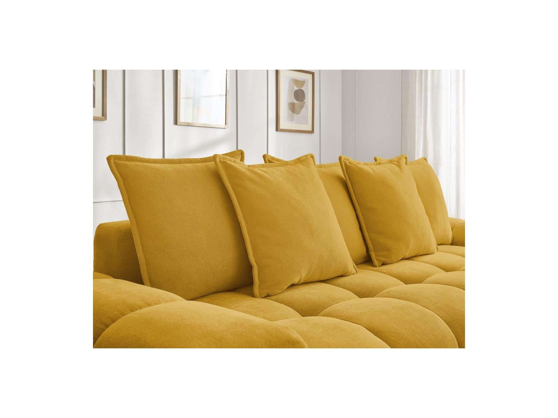 Everest - Canapé Droit Fixe 3 Places - Tissu Texturé - 5 Coussins