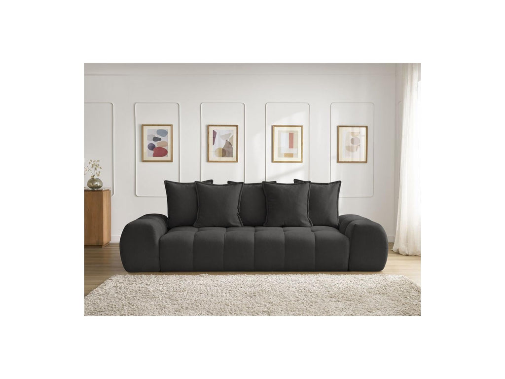 Everest - Canapé Droit Fixe 3 Places - Tissu Texturé - 5 Coussins