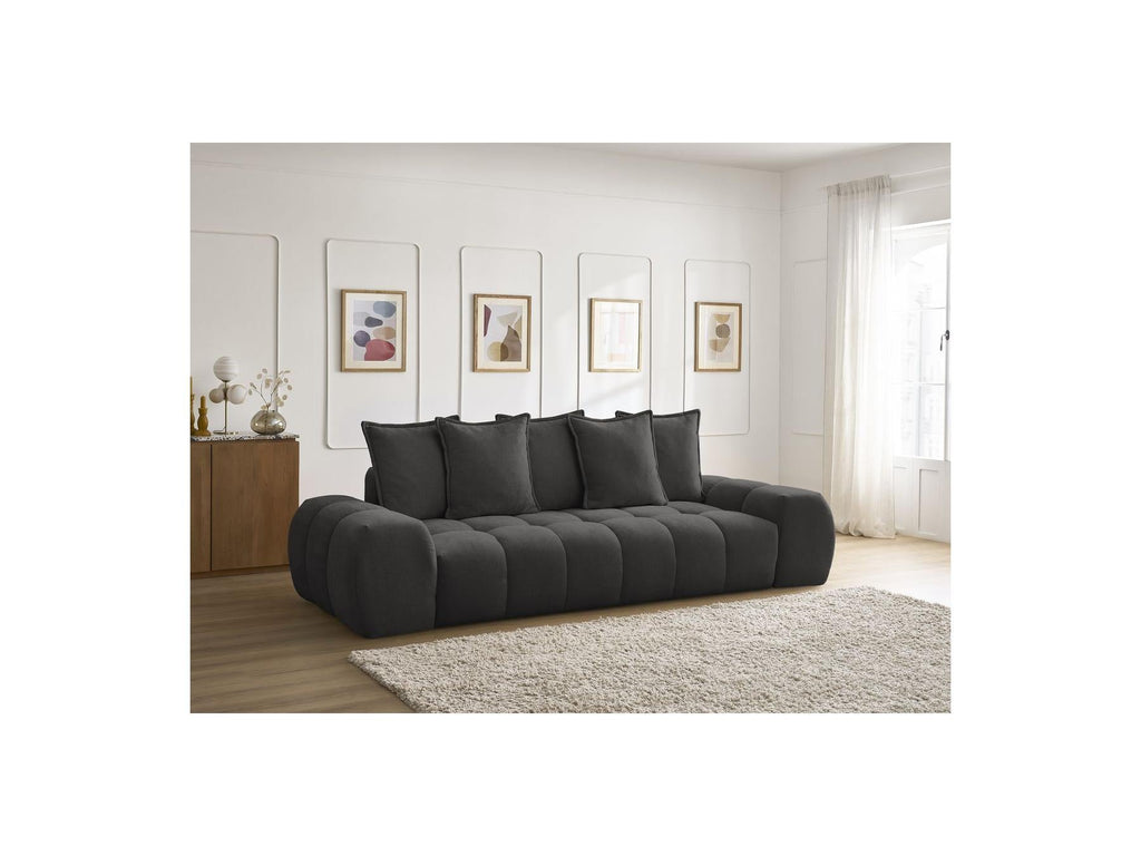 Everest - Canapé Droit Fixe 3 Places - Tissu Texturé - 5 Coussins
