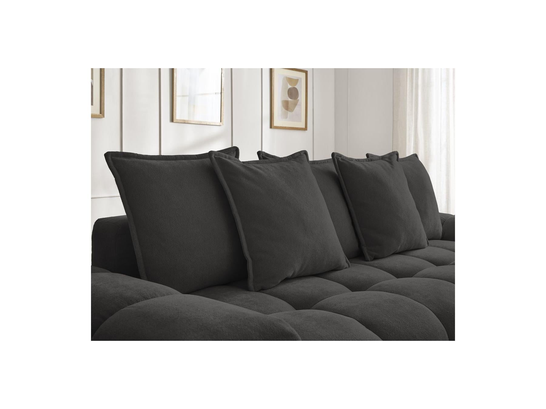 Everest - Canapé Droit Fixe 3 Places - Tissu Texturé - 5 Coussins