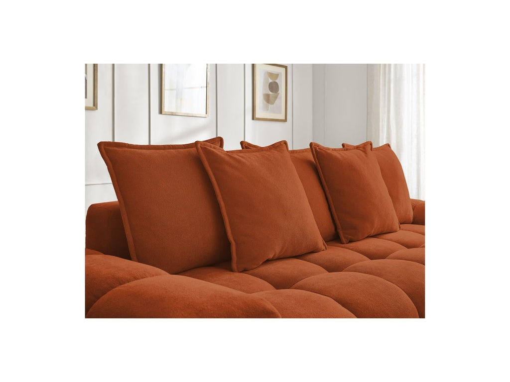 Everest - Canapé Droit Fixe 3 Places - Tissu Texturé - 5 Coussins
