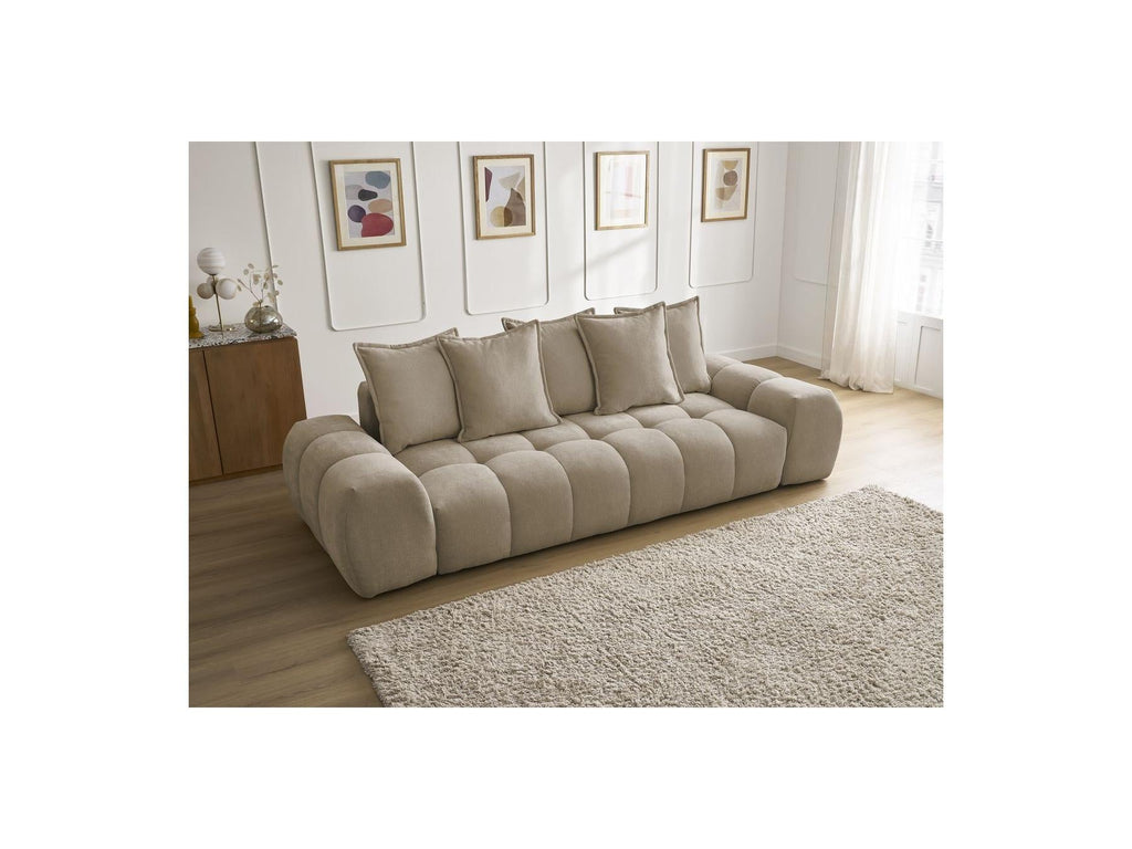 Everest - Canapé Droit Fixe 3 Places - Tissu Texturé - 5 Coussins