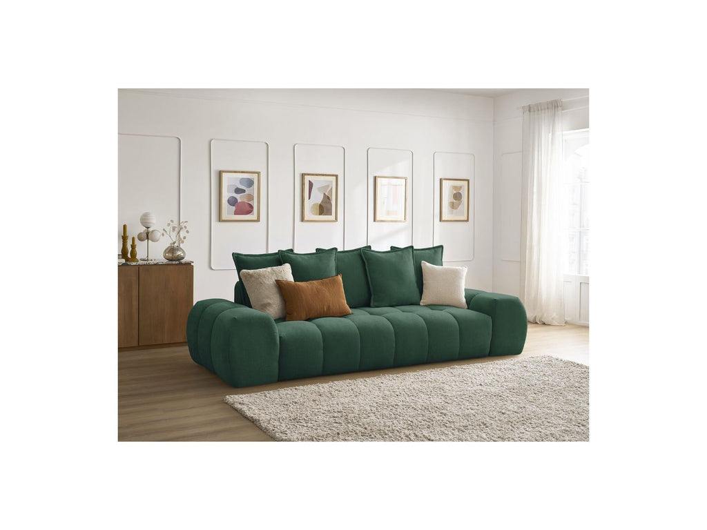 Everest - Canapé Droit Fixe 3 Places - Tissu Texturé - 5 Coussins