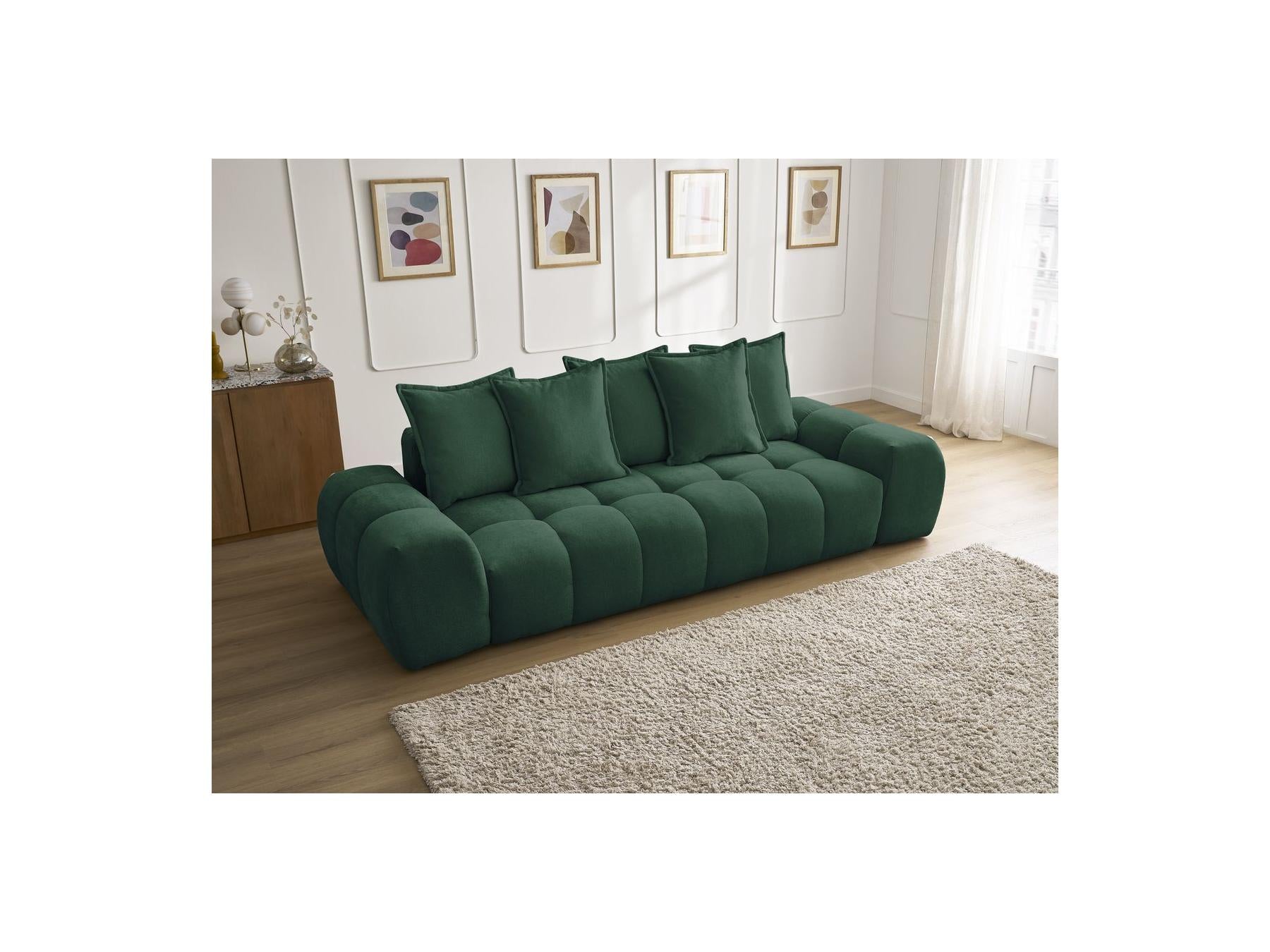 Everest - Canapé Droit Fixe 3 Places - Tissu Texturé - 5 Coussins