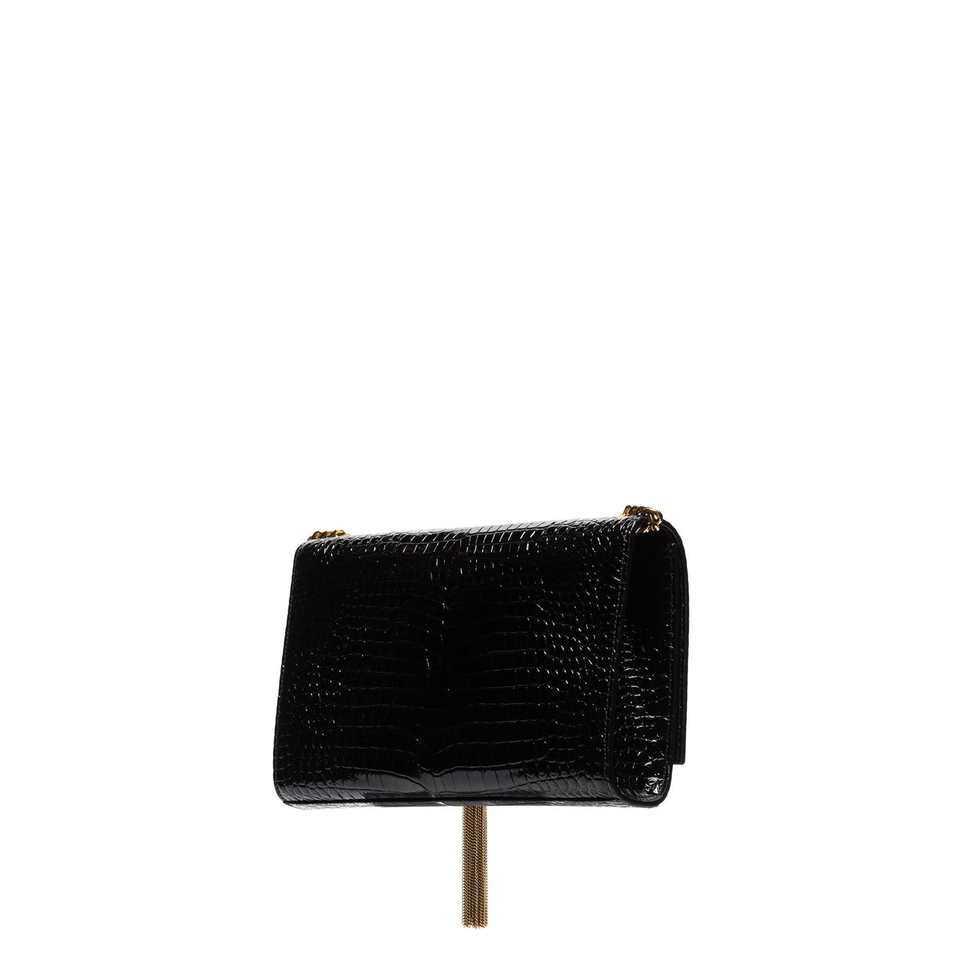Saint Laurent - Kate Medium Tassel Crocodile Embossed Leather Bag - Black