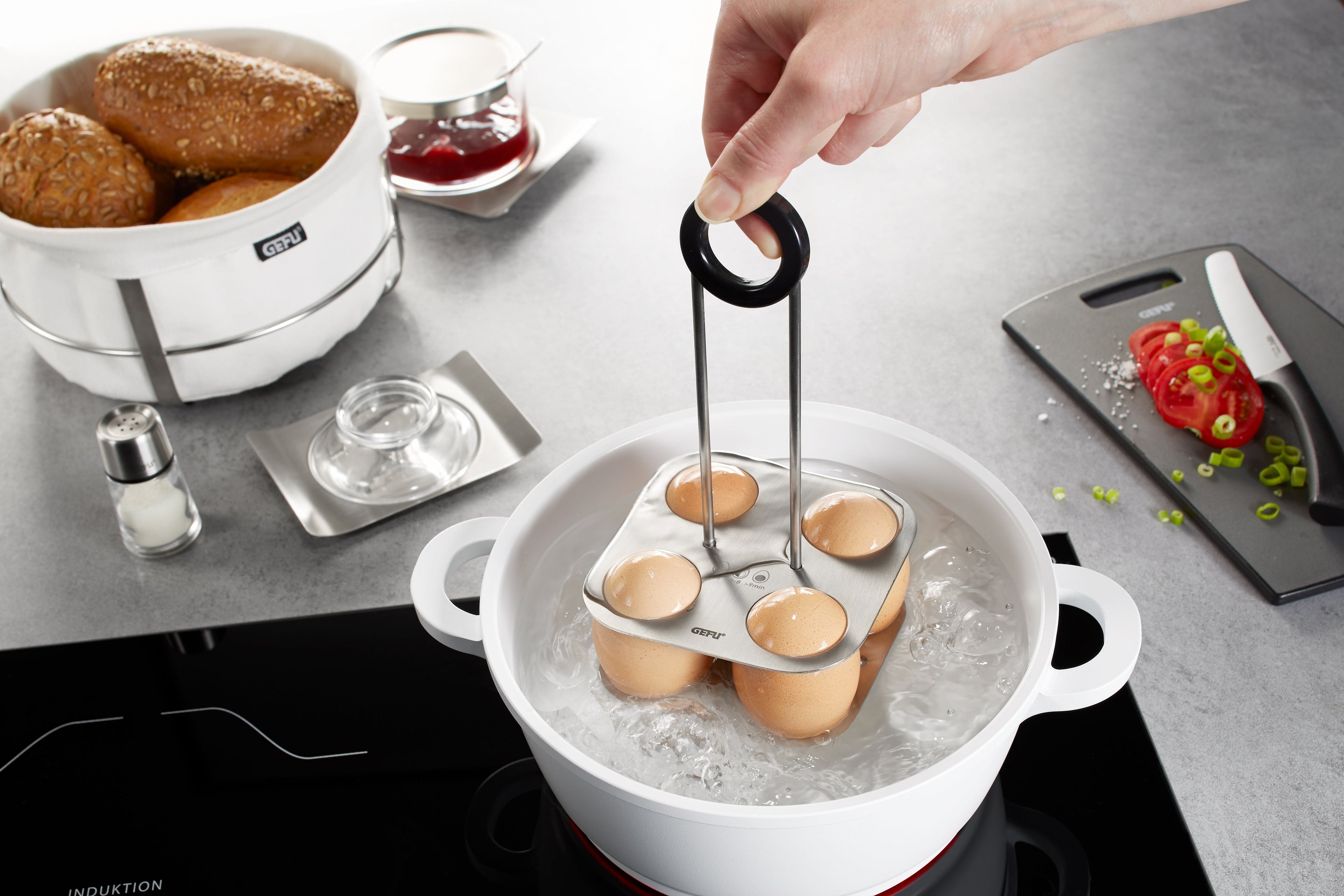 Brunch - Support De Cuisson À Œufs - Pour 4 Œufs - Noir/Argent