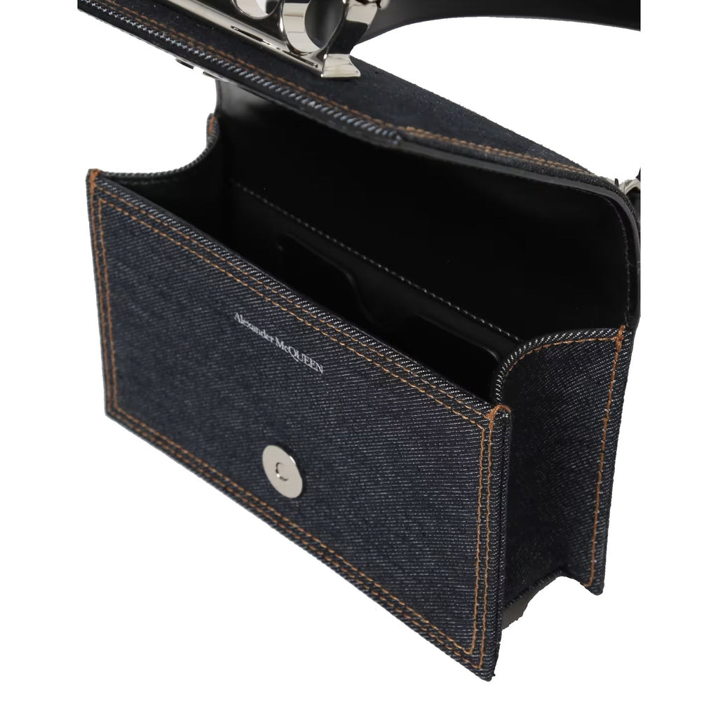 Alexander Mcqueen Jeweled Denim Bag - Blue - Femme