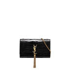 Saint Laurent - Kate Medium Tassel Crocodile Embossed Leather Bag - Black