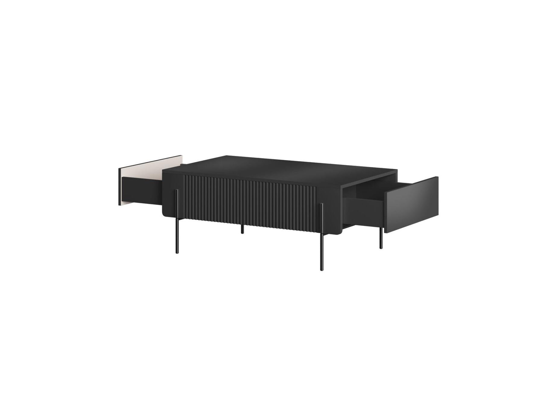 Mathilde - Table Basse 2 Tiroirs - Pieds Noirs