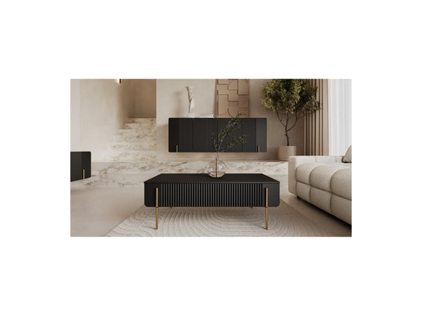 Mathilde - Table Basse 2 Tiroirs - Pieds Or