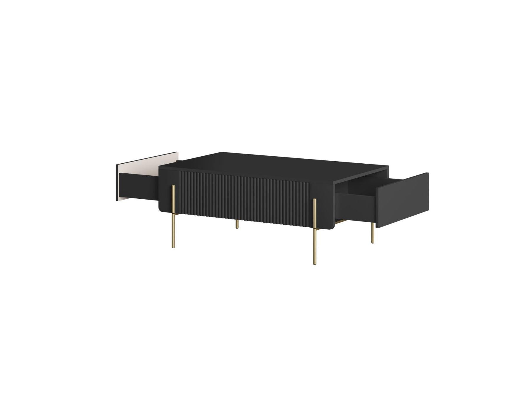 Mathilde - Table Basse 2 Tiroirs - Pieds Or
