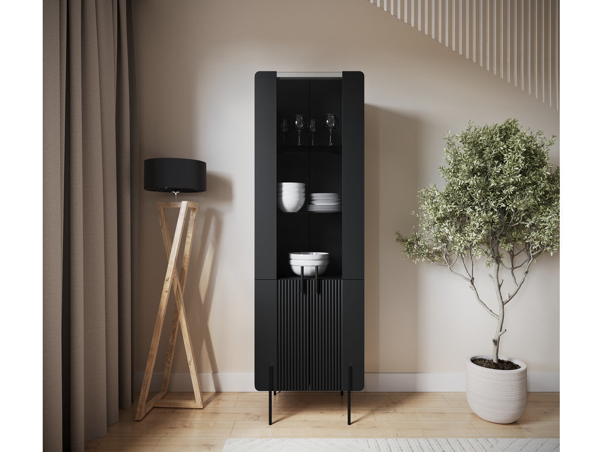 Mathilde - Meuble Vitrine 2 Portes - Pieds Noirs