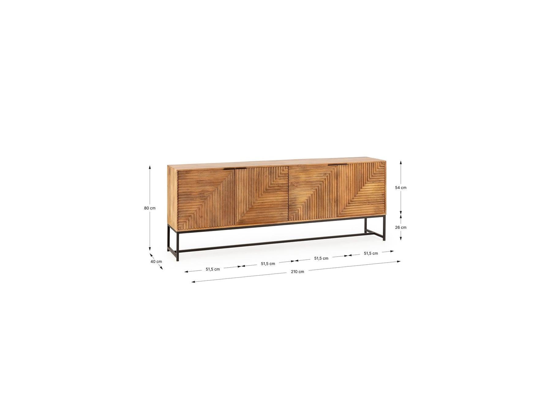 Naomie - Buffet 4 Portes - Bois Massif D'Acacia