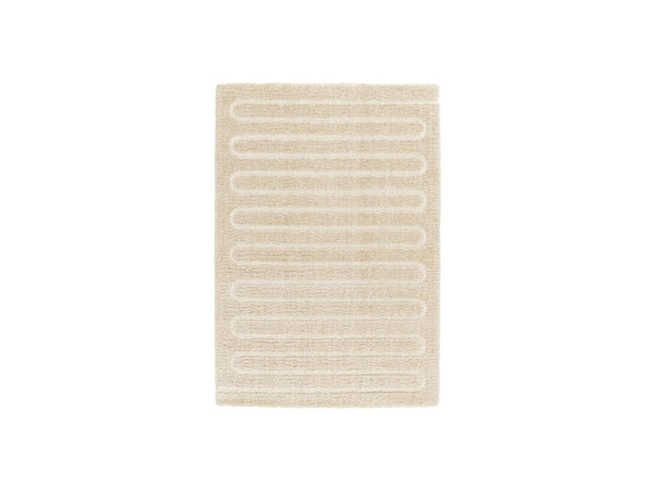Cyrello - Tapis Poils Longs - Motif Graphique - Beige