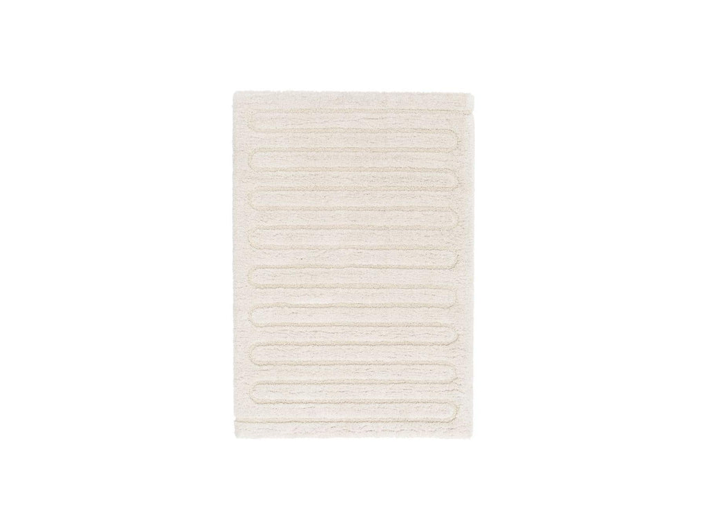 Cyrello - Tapis Poils Longs - Motif Graphique - Ecru