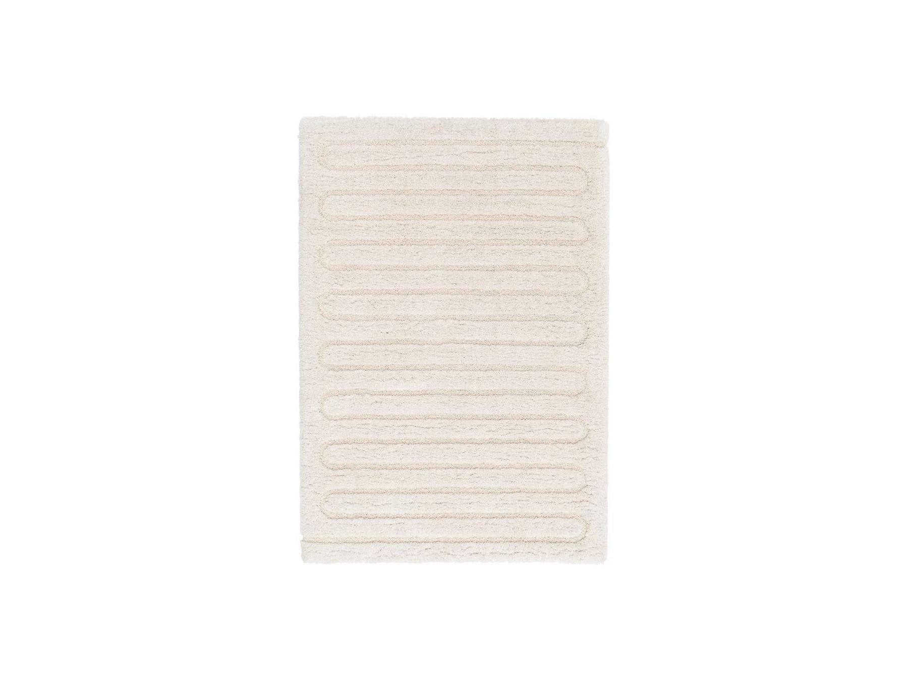 Cyrello - Tapis Poils Longs - Motif Graphique - Ecru